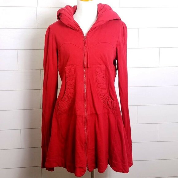 Prairie Underground Jackets & Blazers - Prairie Underground Long Cloak Hoodie Jacket Red
